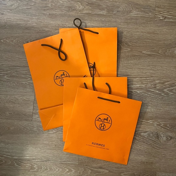 Hermes 4 Large Orange Shopping Bag